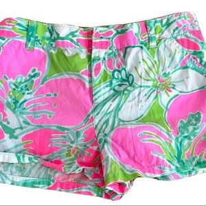 Lilly Pulitzer Girls Callahan Shorts Sz 14 Pink and Green
